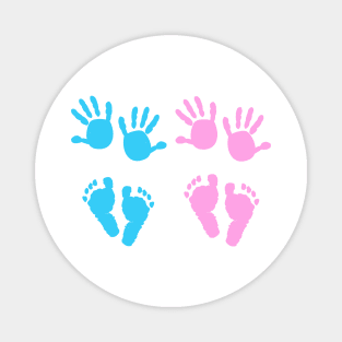 Baby girl, baby boy hand and foot print Magnet